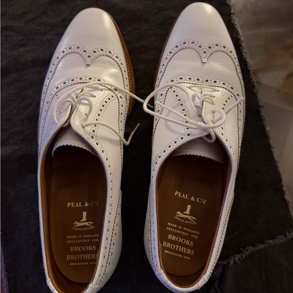 Brooks Brothers White Leather Oxfords